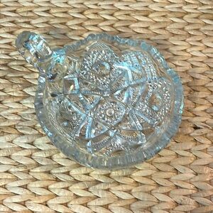 Antique Brilliant Cut Handled glass candy/mint dish